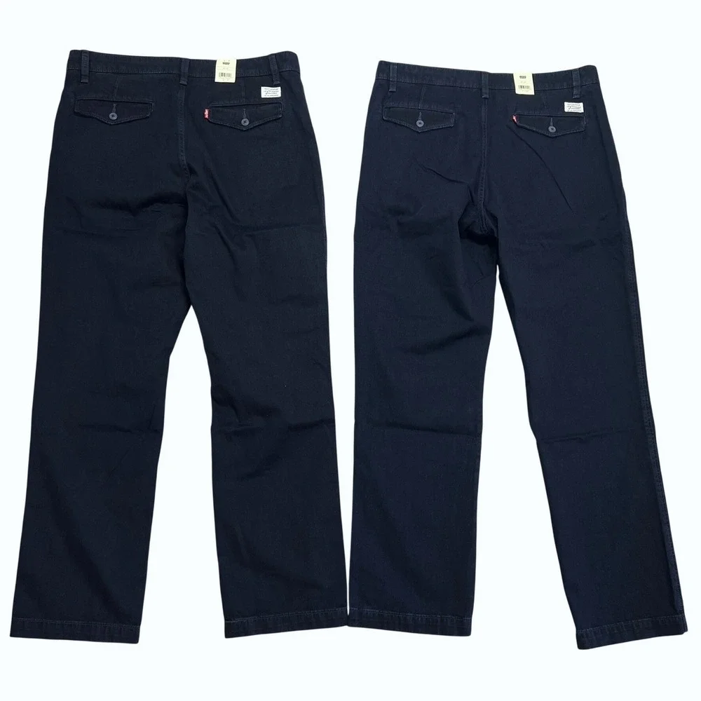 NEW Levis XX Chino Authentic Relaxed Pants Dark Navy Blue 100% Cotton 34x32